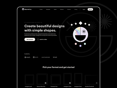 SaaS Landing Page Design - Geometricc black branding clean design identity landing landing page minimal modern page saas website ui ui design ux visual identity web web page webdesign website website design