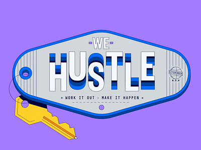 HUSTLE animation branding design icon illustration key logo motion shadow typography