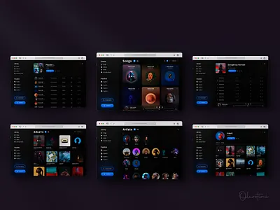 Web-based Music Player apple music dark dark mode graphic design itunes music music player player sound spotify ui