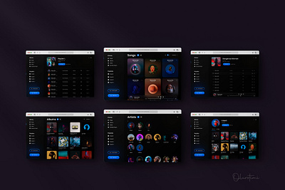 Web-based Music Player apple music dark dark mode graphic design itunes music music player player sound spotify ui