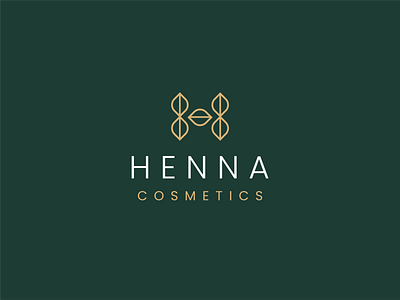 Henna beauty clever cosmetic creative design female fminine green leaf letter logo minimal monogram organic simple skin