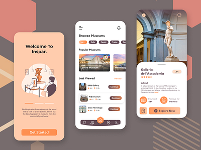 Inspar app appdesign clean colourscheme museum museumui typography ui ui inspiration