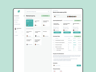 Worksteams Dashboard - A SaaS page of Task Management Platform app design backend design clean dashboard dashboard minimal ui saas sleek design software design task management web app design