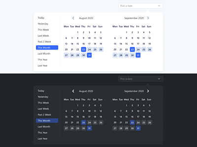 Full Size Date Picker Dark and Light Mode dark mode date picker date time picker flat design light mode