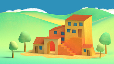 Italian village 3d cinema4d colors house italian redshift texture toscana village