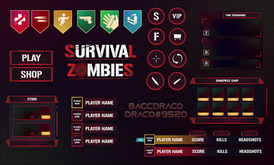 Survival Zombies User Interface design illustrator ui ux vector