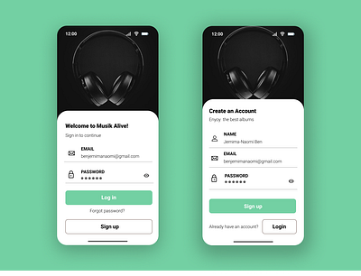 Sign In / Sign Up Mobile UI Design for a Music App dailyuichallenge design tshdailyui ui uidesign