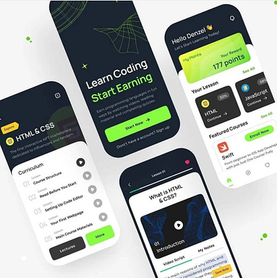 User Interface Design (UI Design)- "Learn Coding App Design" adobe xd app design coding deisgn design figma html ui ui ux user experience user interface user interface design ux website design