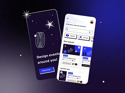 Event App for Designers 🎨 app application branding card conference designer entertainment event event app festival graphics illustration interface ios meetup mobile app design space stars ui ux