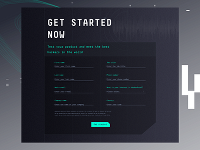 HackenProof: sign up form for the company cybersecurity figma ui web design webmil webmil web production