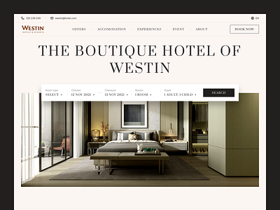 Westin - Hotel Landing Page accomodation booking clean holiday hotel hotel app hotel booking hotel cabin hotel ui hotel website landing page luxury reservation travel traveling trip vacation web design website