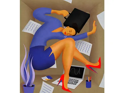Working at the office adobe illustrator ai box office character design colorful conceptual illustration cubicle editorial editorial illustration graphic design illustrating articles illustration illustrator office office work procreate productivity purple vector illustration working from home