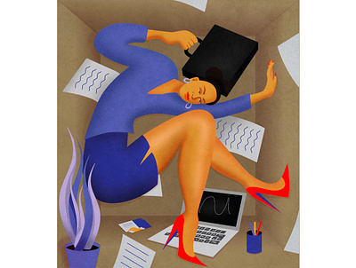 Working at the office adobe illustrator ai box office character design colorful conceptual illustration cubicle editorial editorial illustration graphic design illustrating articles illustration illustrator office office work procreate productivity purple vector illustration working from home