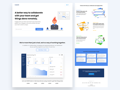 Coworki - Landing Page Design designinspiration landingpage projectmanagement redesign userexperience userinterfacedesign uxdesigner uxuidesign webapplication websitedesign