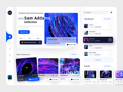 NFT Marketplace: Artist Collection admin panel artist artword coin crypto cryptocurrency dashboard design icons lightmode nft nft marketpkace none fungible tokens ui ux