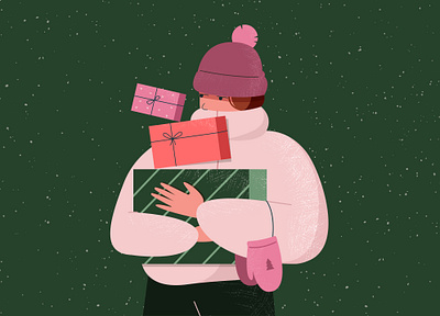 Gifted adobe illustrator boxes card celebration character characterdesign christmas gift girl illustration present vectorart winter