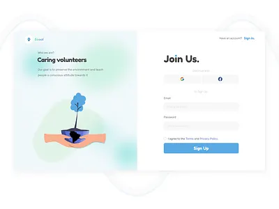 Sign up page Eco design eco form interface registration registration form sign in sign up ui ux web web design