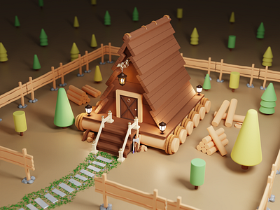 Wooden cottage 3d 3d blender 3dscene art blender cottage graphic design scene wooden cottage