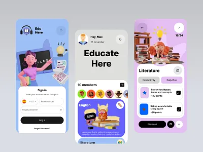 E-Course - Mobile Apps animation belajar branding class classroom coaching desain belajar ecourse ilustrasi belajar jadwal mobile app teacher ui ui design uiux ux design wireframe