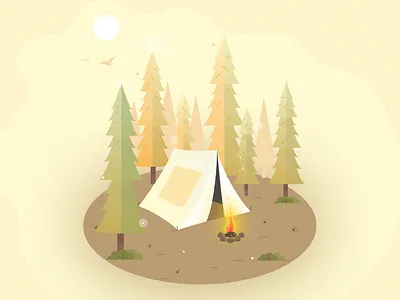 Campfire campfire camping cozy figma forest illustration sunset