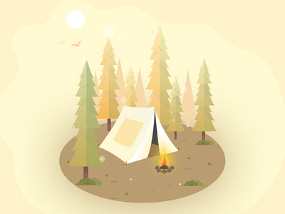 Campfire campfire camping cozy figma forest illustration sunset
