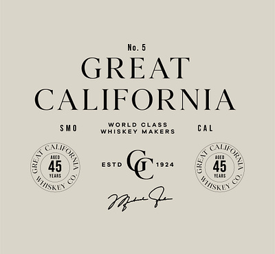 Great California Whiskey Co. branding design illustration label logo vector