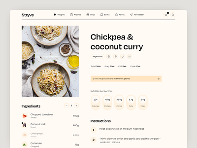 Stryve Recipe cooking food ingredients instructions plant based recipe steps