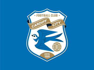 Cardiff City FC bird branding cardiff city cardiffcityfc championship character coatofarms design emblem england flat football geometricart geometricdesign illustration logo thebluebirds vector