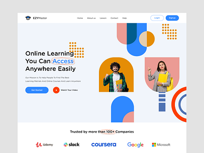 EZYMaster e-learning Web UI branding design e learning graphic design illustration landing logo ui ux vector web