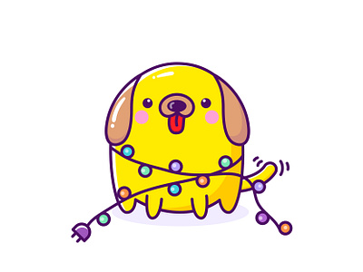 Joyful animal cartoon cartoon character cartoon illustration character design christmas lights cute dog festive friendly holiday illustration joyful kawaii xmas