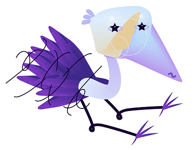 Heron character design illustration vector