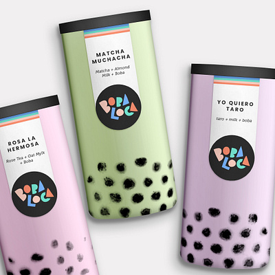 Boba Loca Packaging art direction brand brand identity branding design graphic design illustration lettering logo package design packaging rendering