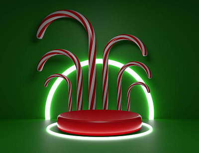 3D Rendering of Podium Christmas with Candy 3d 3d render christmas graphic design podium