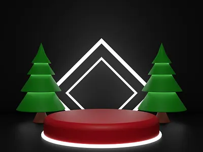 3D Rendering Podium Christmas with spruce tree 3d 3d render branding christmas graphic design podium