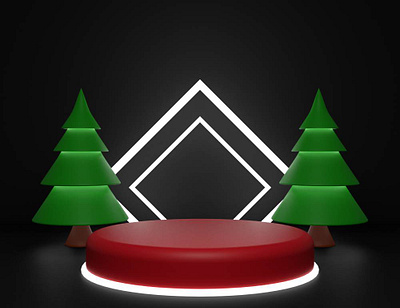 3D Rendering Podium Christmas with spruce tree 3d 3d render branding christmas graphic design podium