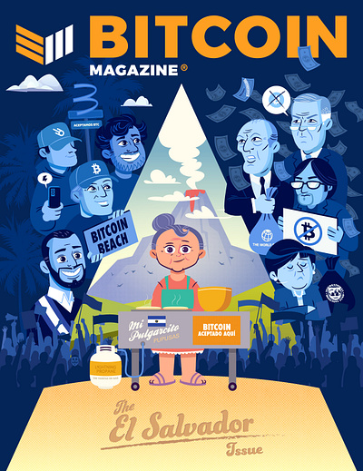 Bitcoin Magazine - Original Cover art direction bitcoin bitcoin magazine cartoon character design design drawing illustration magazine cover nayib bukele political magazine salvatier tanoshiboy vector