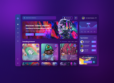 Dashboard NFT - NFpro blockchain crypto cryptocurrency dark mode dashboard dashboard nft dashboard web design explorations minting nft nft artwork nft digitalart nfts ui design uiux web design