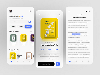 E-Book Reader App 📚 2021 book book app branding design e book graphic design illustration logo mobile mobile app mobile app design mobile design mobile ui moblieapp odama plainthing ui uiux ux