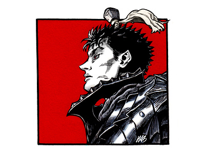 BERSERK GUTS, The Struggler anime artwork berserk brush pens character copicmarkers design graphic design illustration inking manga portrait illustration