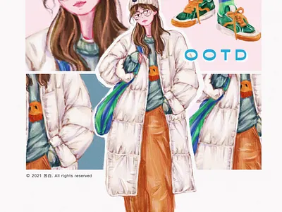 一周look design design draw illustration illustration art banner design illustration design typography