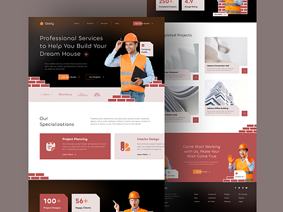 Qooly - Construction Website Exploration clean construction construction web landing page ui uidesign uidesigner uiux uiuxdesign uiuxdesigner userinterface web design website