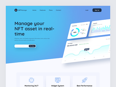 Analytic Dashboard - Landing Page analytics cleandesign dashboard interface landingpage nft taskmanagement uidesign uiux