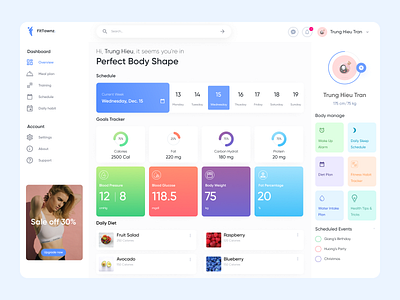 FitTownz Healthcare Dashboard app body weight calories dashboard fitness fitness dashboard healthcare app healthcare dashboard meal plan panel tracker ui ui panel webapp