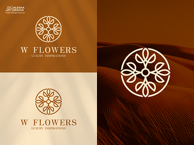 W Flowers Logo Design awesome beauty branding desert elegant gold icon initial initials inspirations jewelry line art logo luxury modern monoline unique vector woman women