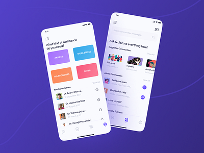 Mental Health Wellness App app design application brain colors community design health ui journal journaling app mental health mental health app modern modern app ui ui design