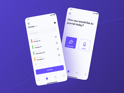 Journaling App UI Design app design application chat ui chatting colors community design groups habit app habit formation habit ui illustration journal app journal app design journaling mental health modern modern app ui ui design