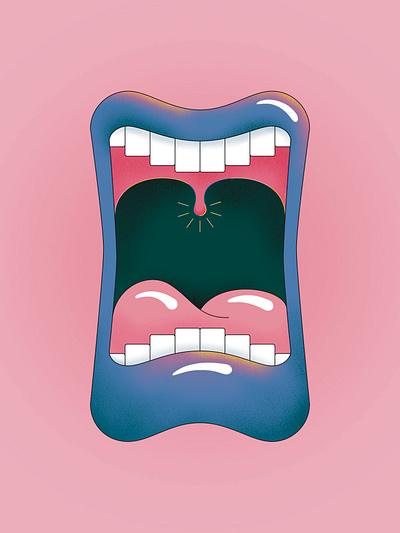 Ahh flat illustration mouth pink procreate shading vector