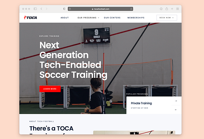 new TOCA website animation graphic design landing page mobile motion graphics soccer sports technology toca ui web web design website