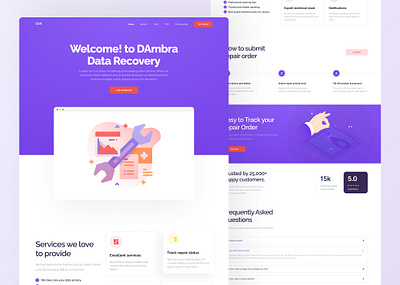 Landing Page💻 clean data data recovery design hero homepage illustration landingpage ui user interface web webdesign website