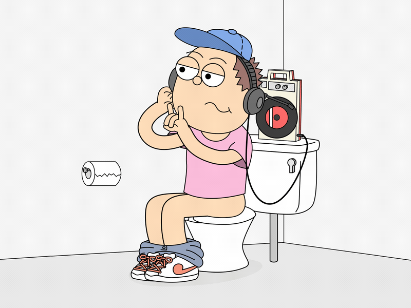 Headbanging in the toilet after effects animation animator character design illustration illustrator vector art